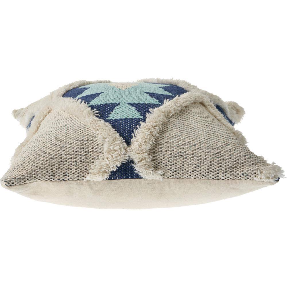 Winter Paradise Indigo Tufted Square Throw Pillow Set