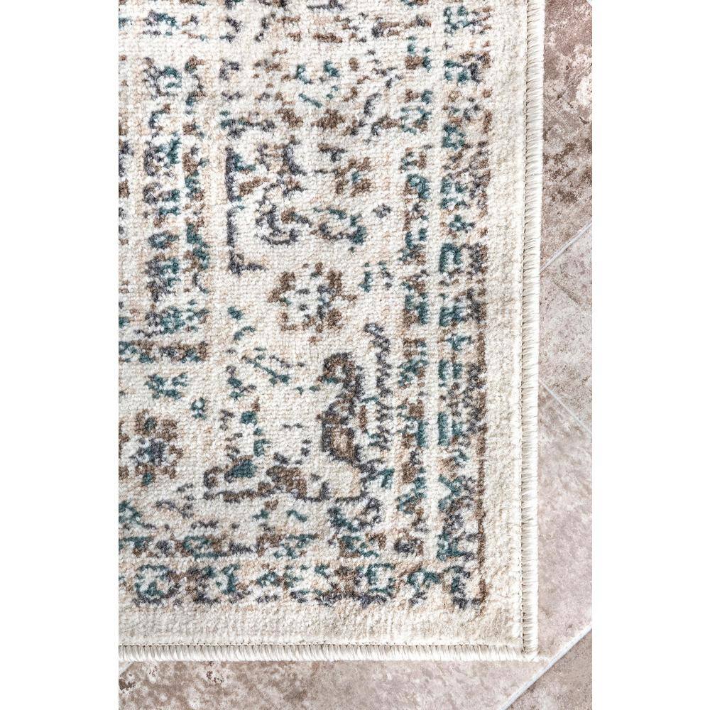 Tanith Cream and Beige Synthetic Medallion Area Rug 3x5