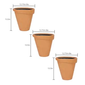 Large Composite Fence Pots Plain for Shadow Box Fences in a White Washed Terracotta Finish (Set of 3)