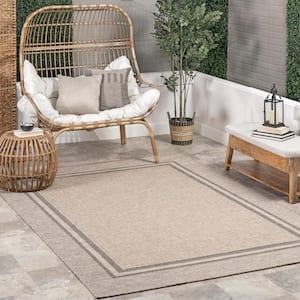 Inaya Casual Bordered Grey 4 ft. x 6 ft. Indoor/Outdoor Area Rug