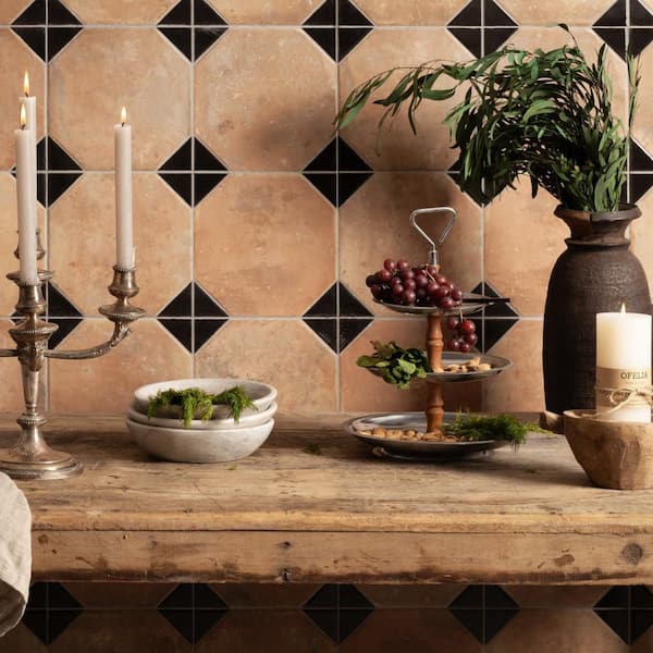 Merola Tile Kings Nonna with Black Taco 18 in. x 18 in. Porcelain