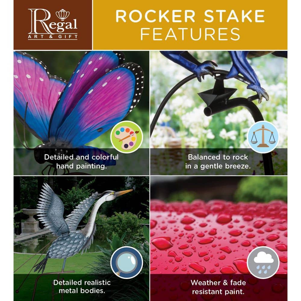 Colorful Iridescent Metallic Hummingbird Rocker Stake for Outdoor