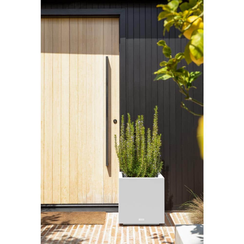 White 18" Square Modern Plastic Planter