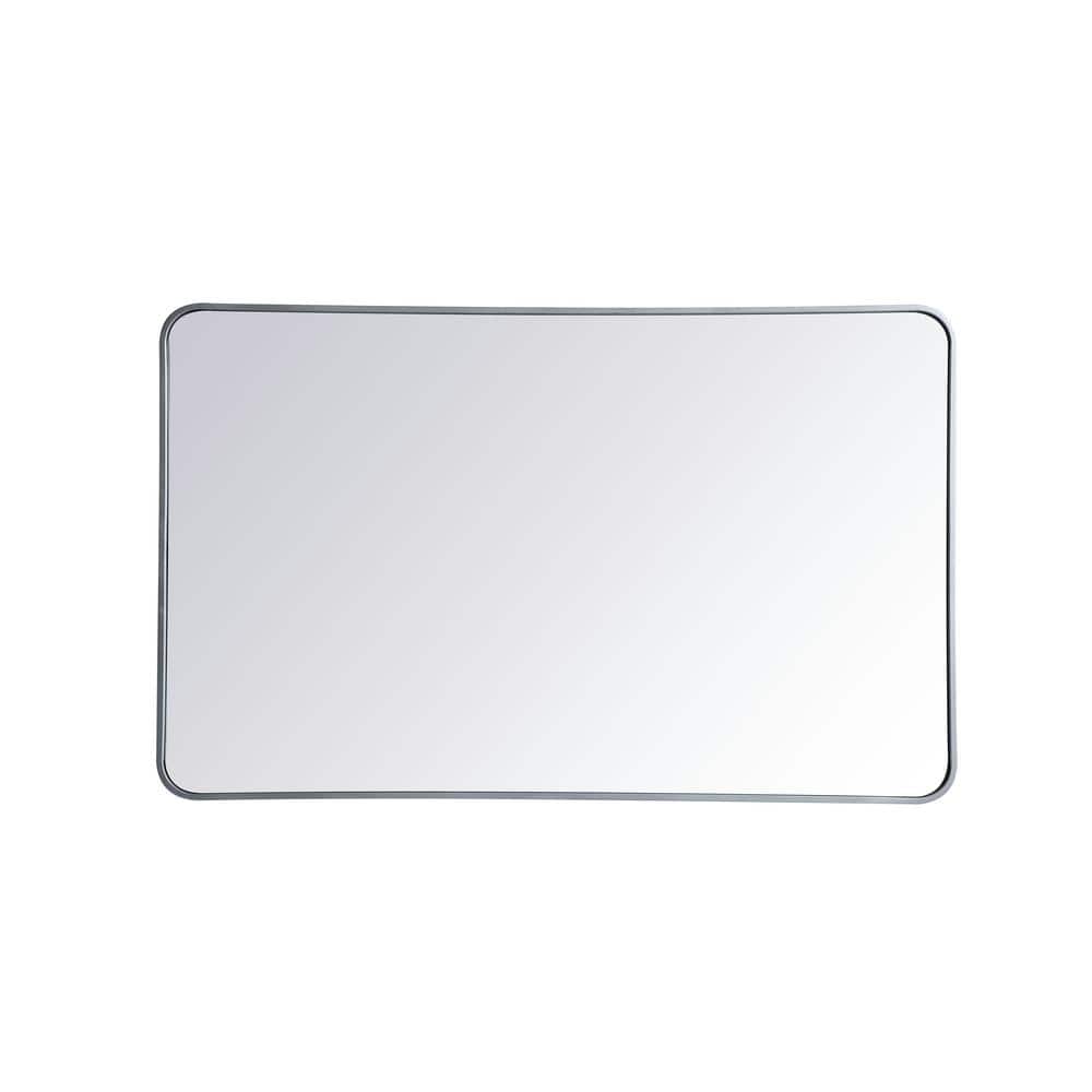 Timeless Home 48 in. H x 30 in. W Silver Modern Soft Corner Rectangular Wal