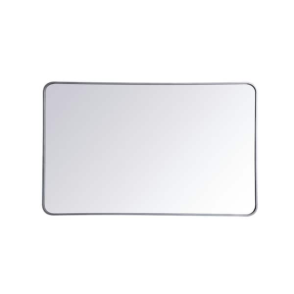 Unbranded Timeless Home 48 in. H x 30 in. W Silver Modern Soft Corner Rectangular Wall Mirror