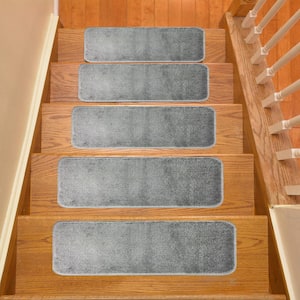 Comfortable Collection Gray 7 inch x 24 inch Indoor Carpet Stair Treads Slip Resistant Backing (Set of 15)