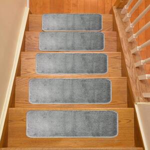 Comfortable Collection Gray 7 inch x 24 inch Indoor Carpet Stair Treads Slip Resistant Backing (Set of 3)