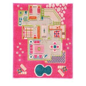 Playhouse Pink 3D 2 ft. x 4 ft. 3D Soft and Cozy Non-Toxic Polypropylene Play Area Rug for Kids Bedroom or Playroom
