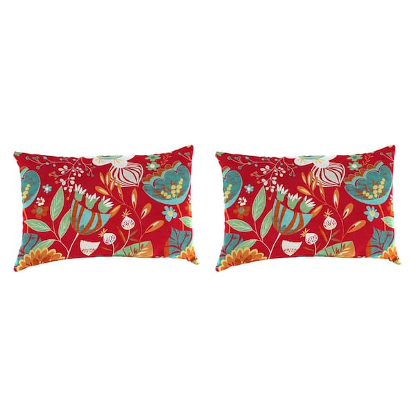 Jordan Manufacturing 18 in. L x 12 in. W x 4 in. T Outdoor Lumbar Throw Pillow in Avianna Saxony (2-Pack)