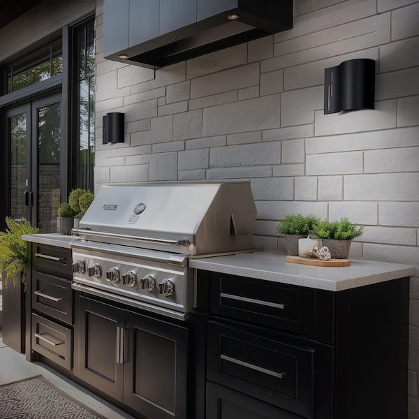 Swivet 8 in. 2-Light Black Indoor/Outdoor Wall Sconce Integrated LED 4CCT
