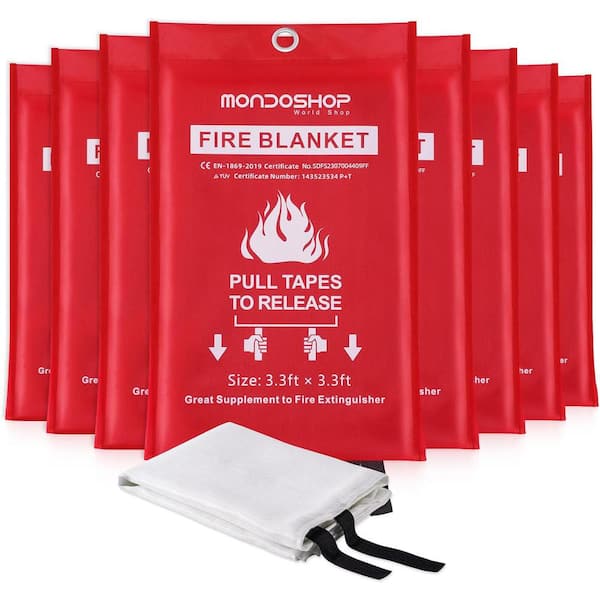 Emergency Fire Blankets for Home Kitchen-Fiberglass Fireproof Blanket for Camping, Fireplace, Grill, Office (8-Pack)