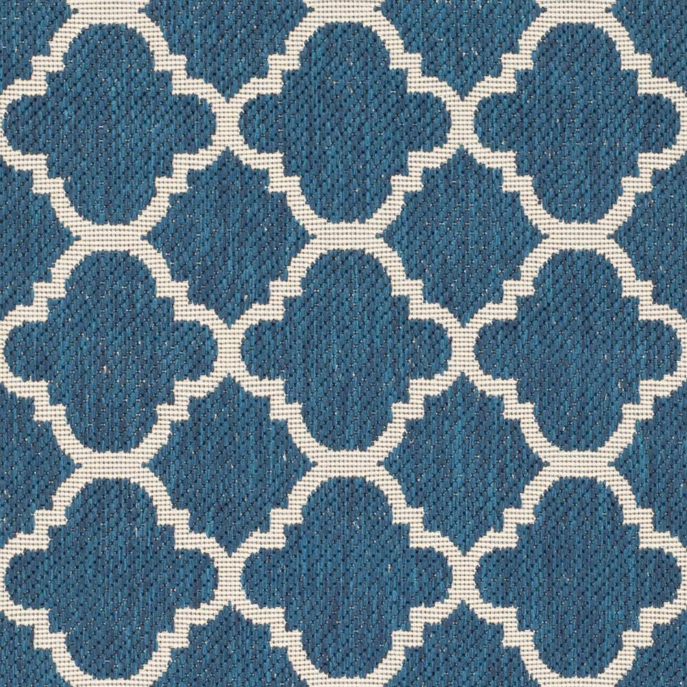 Navy & Beige Trellis Outdoor Runner Rug, 27" x 6"