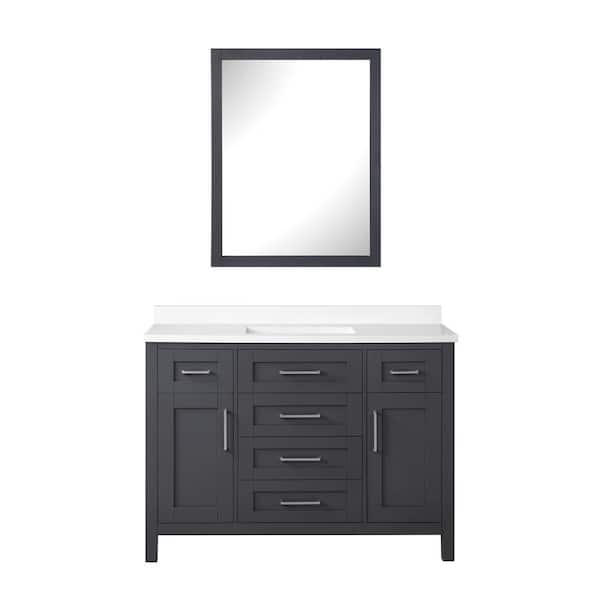 OVE Decors Tahoe 48-in Dark Charcoal Undermount Single Sink Bathroom Vanity with White Engineered Stone Top
