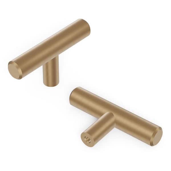 HICKORY HARDWARE Collection T-Knob 2-3/8 in. x 1/2 in. Champagne Bronze Finish Modern Steel Bar Pull Cabinet Knob (10 Pack)