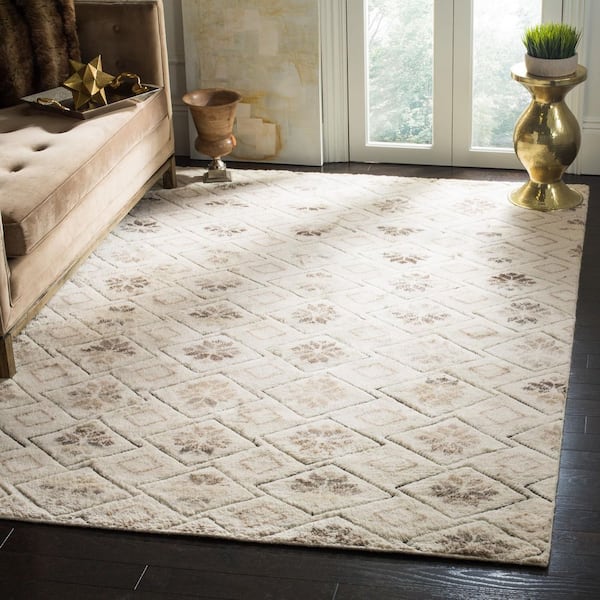 Challe 6 ft. x 9 ft. Ivory High-Low Diamond Area Rug