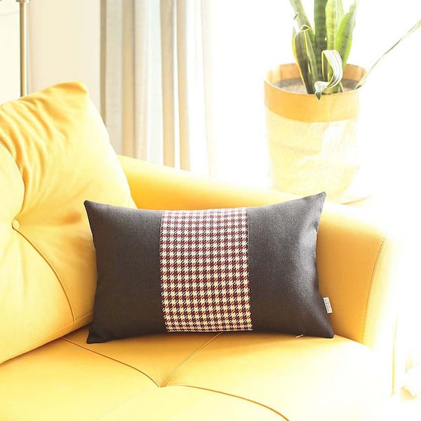 Mayla Linen/Cotton Long Lumbar Cushion - Natural/Black