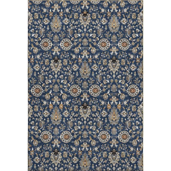 Mayfield Premium Machine Washable Abstract AMF2192 Navy 8 ft. x 10 ft. Area Rug