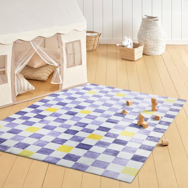 Niko Checkmate Purple/Multi 3 ft. x 5 ft. Indoor Area Rug