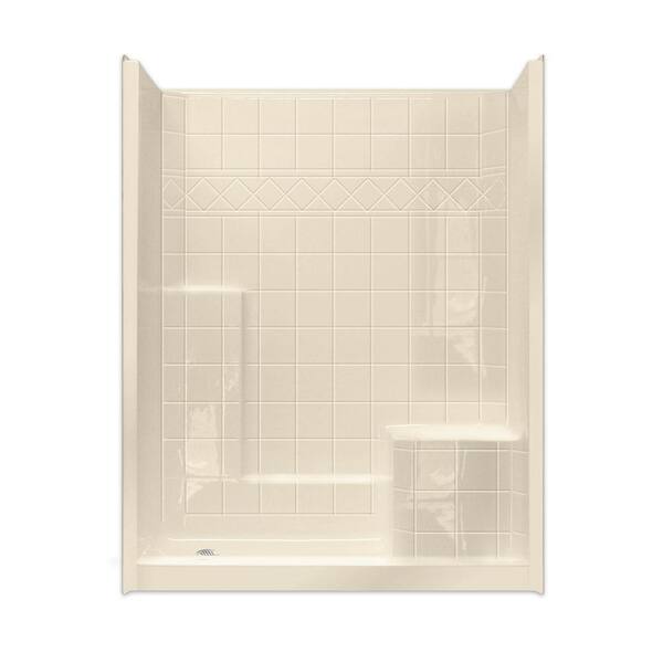 Ella - Standard 32 in. x 60 in. x 77 in. Walk-In Shower System in Bone with Low Threshold and Right Seat