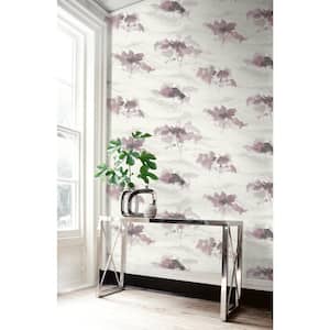 Brushstroke Trees Metallic Mauve, Ebony, and Pearl Paper Strippable Roll (Covers 60.75 sq. ft.)