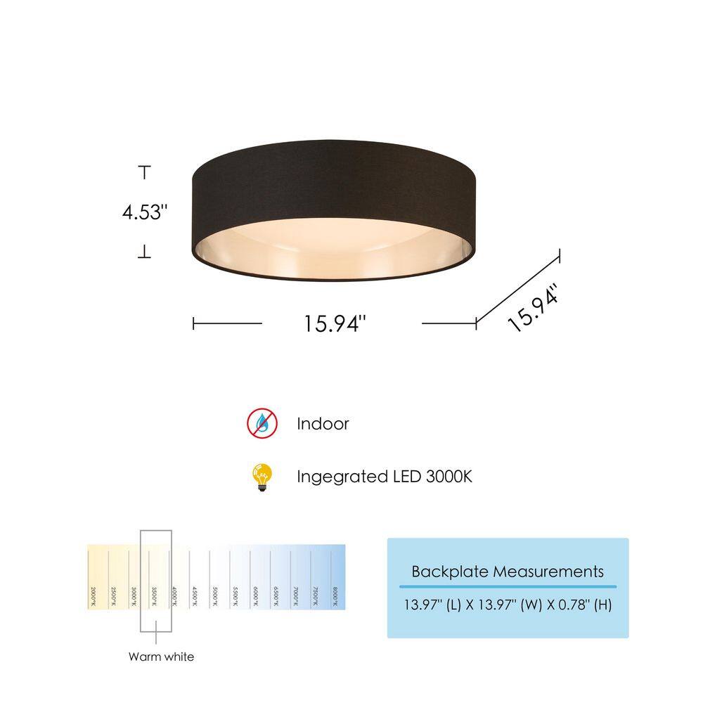 Orme 16" Contemporary LED Flush Mount with Brushed Nickel Finish