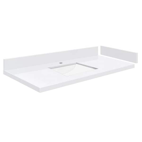 Transolid Silestone 37.25 in. W x 22.25 in. D Quartz White Rectangular Single Sink Vanity Top in Miami White