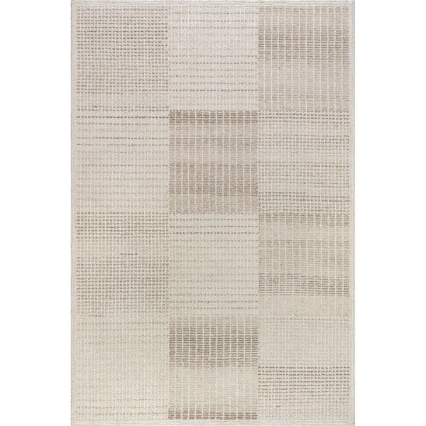 RUGS USA Frenshe Interiors Montceito Tiled Wool Ivory 3 ft. x 5 ft. Indoor/Outdoor Patio Area Rug