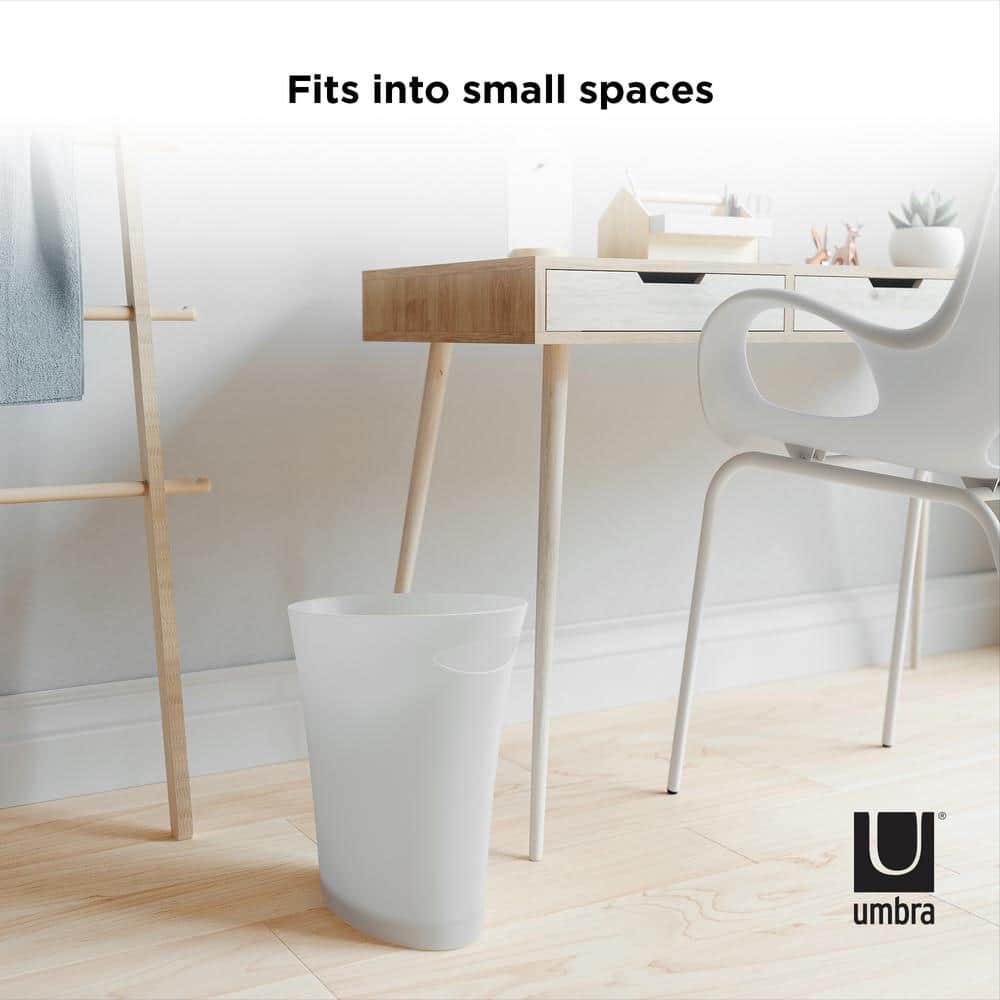 Slim Metallic White Plastic Office Waste Basket