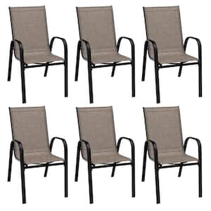 6-Piece Black Metal Stackable Sling Outdoor Dining Chair