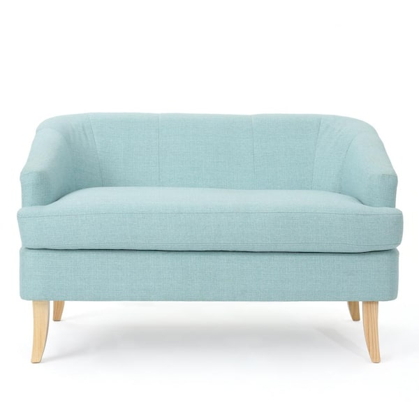 Noble House Sheena 2-Seat Light Blue Fabric Loveseat