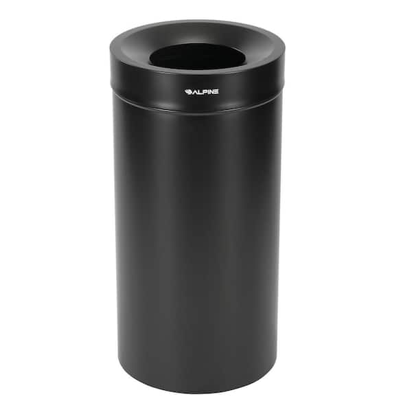 Alpine Industries 27 Gal. Black Stainless Steel Open Top Commercial Garbage Trash Can