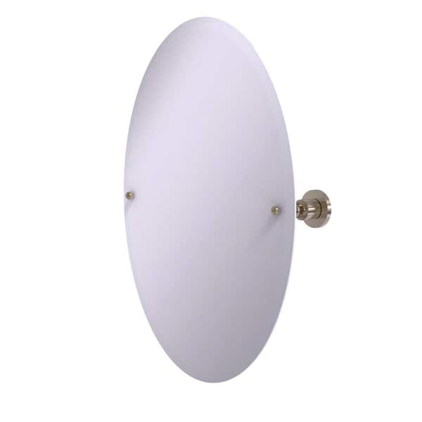 Allied Brass 21 in. x 29 in. Astor Place Frameless Oval Tilt Mirror with Beveled Edge in Antique Pewter
