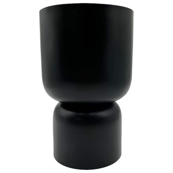 Black 10 in. Decorative Round Cylinder Iron Metal Beautiful Floor Vase