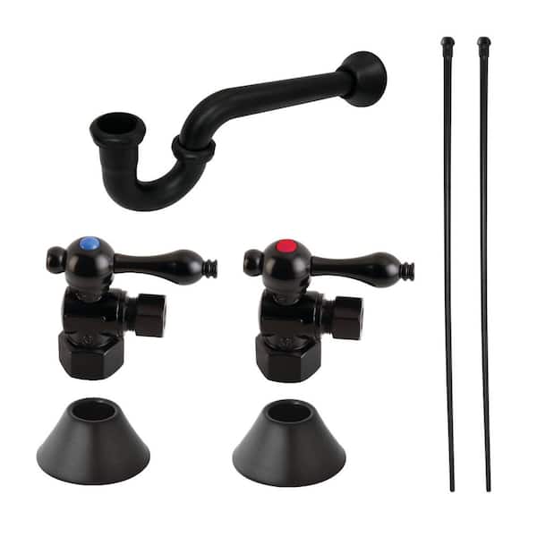 Kingston Brass Trimscape Traditional 1-1/4 in. Brass Plumbing Sink Trim Kit with P-Trap in Matte Black