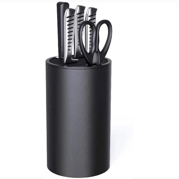 Adrinfly 12-Knife Holder Round Plastic Universal Knife Block without Knives Unique Double-Layer, Wavy Design with Scissors Slot