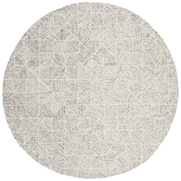 SAFAVIEH Abstract Green/Ivory 8 ft. x 8 ft. Diamond Geometric Round Area Rug