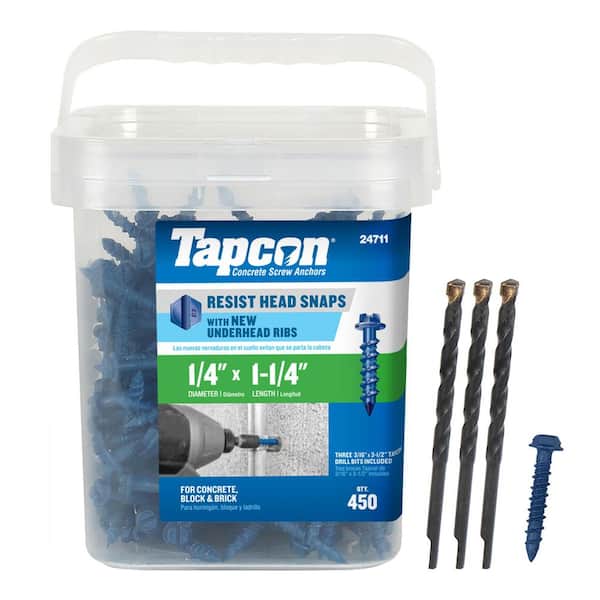 Tapcon 1/4 in. x 1-1/4 in. Hex-Washer-Head Concrete Anchors (450-Pack)