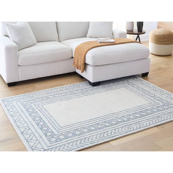 Azelhurst 5 ft. x 7 ft. Blue/Light Gray Border Area Rug