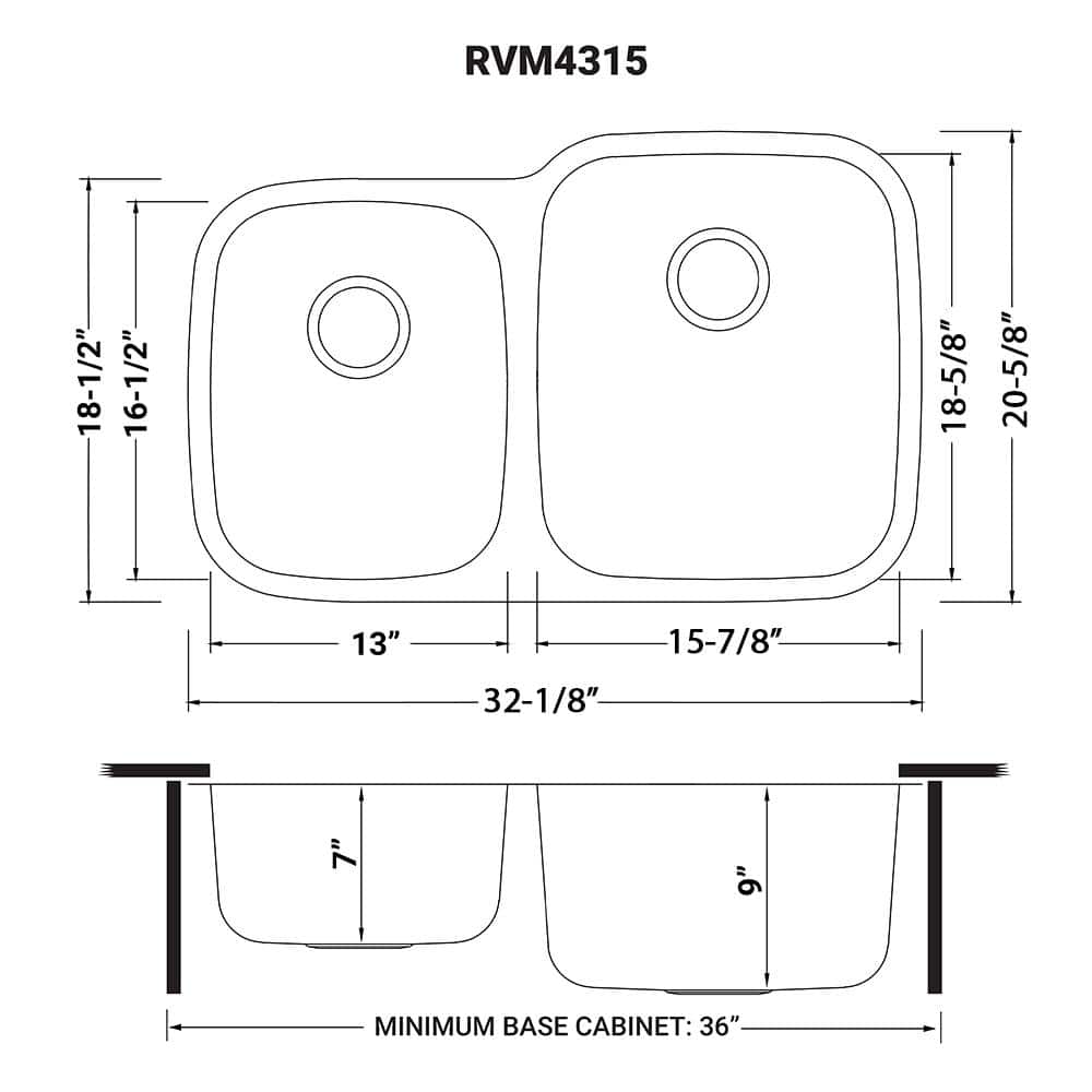Ruvati 32-inch Satin Finish Stainless Steel Double Bowl Kitchen Sink