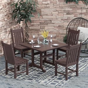 Hayes HDPE Plastic All Weather Outdoor Patio Armless Slat Back Dining Side Chair in Dark Brown