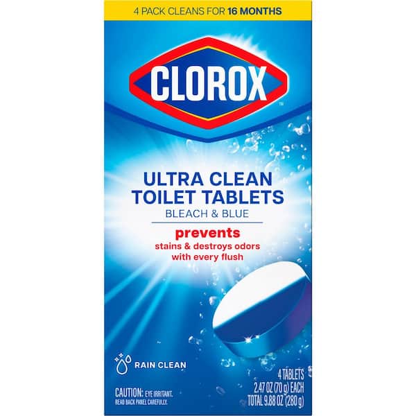 Ultra Clean Rain Clean Scent Toilet Bowl Cleaner Tablets, 2.47 oz. Bleach and Blue (4-Count)