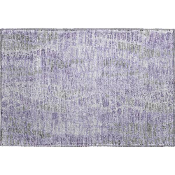 Mayfield Premium Machine Washable Abstract AMF2382 Purple 3 ft. x 4 ft. Area Rug