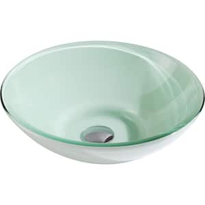 Sonata Series Round Deco-Glass Vessel Sink in Lustrous Light Green