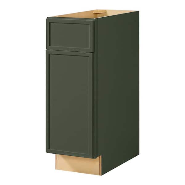 Leyton 12 in. W x 24 in. D x 34.5 in. H Ready to Assemble Plywood Slim Shaker Base Kitchen Cabinet in Fern Green