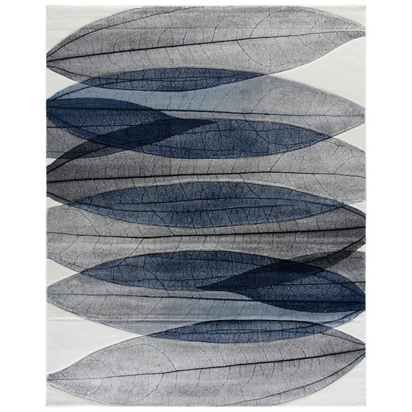 Hollywood 9 ft. x 12 ft. Ivory/Blue Abstract Geometric Area Rug