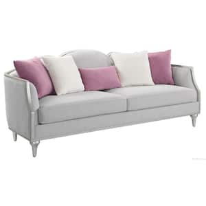 Kasa 37 in. Slope Arm Linen Rectangle Sofa in. Beige Linen