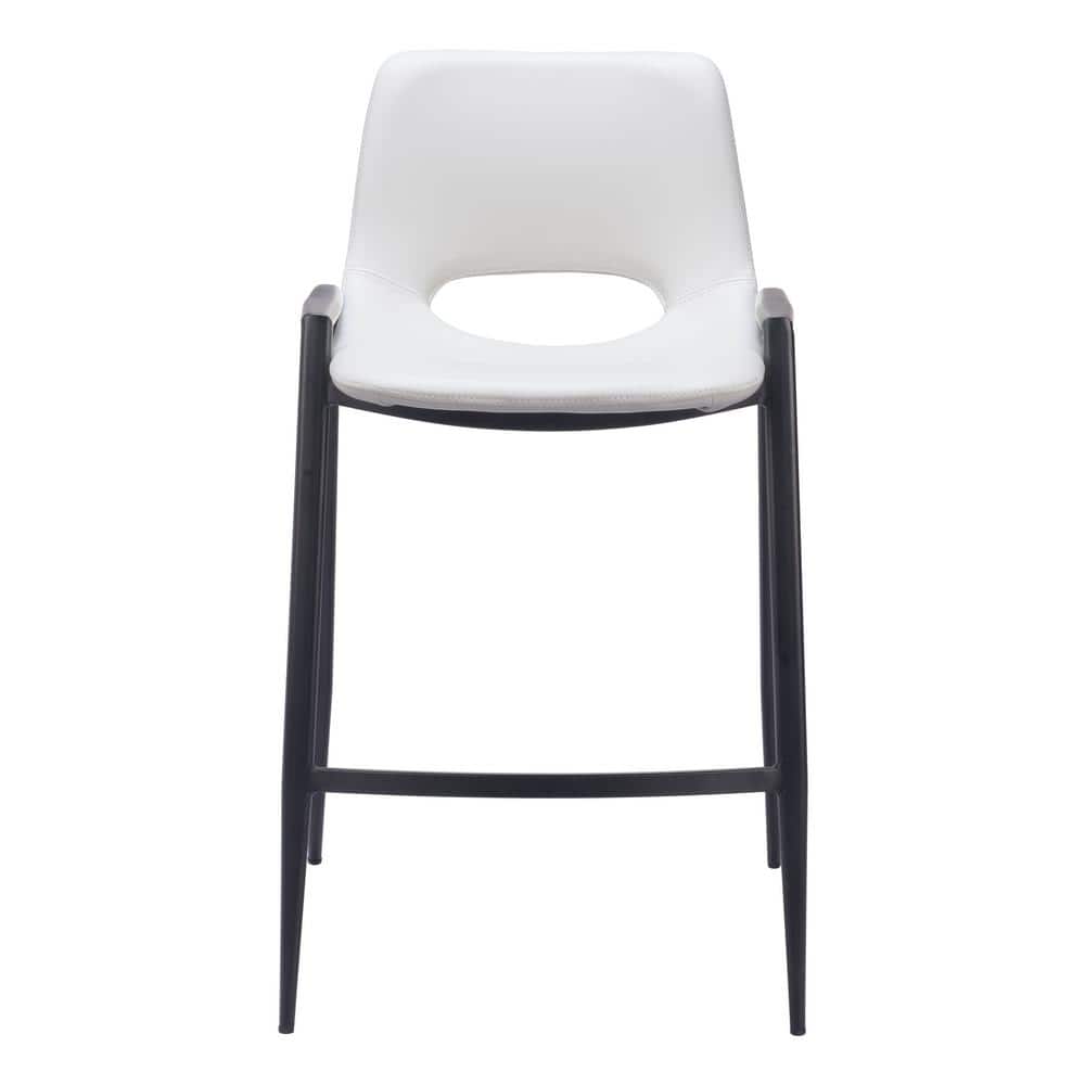 Desi White and Black Vinyl Counter Stools Set of 2