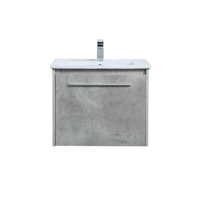 Timeless Home 24 in. W x 18.31 in. D x 19.69 in. H Single Bathroom Vanity in Concrete Grey with Porcelain