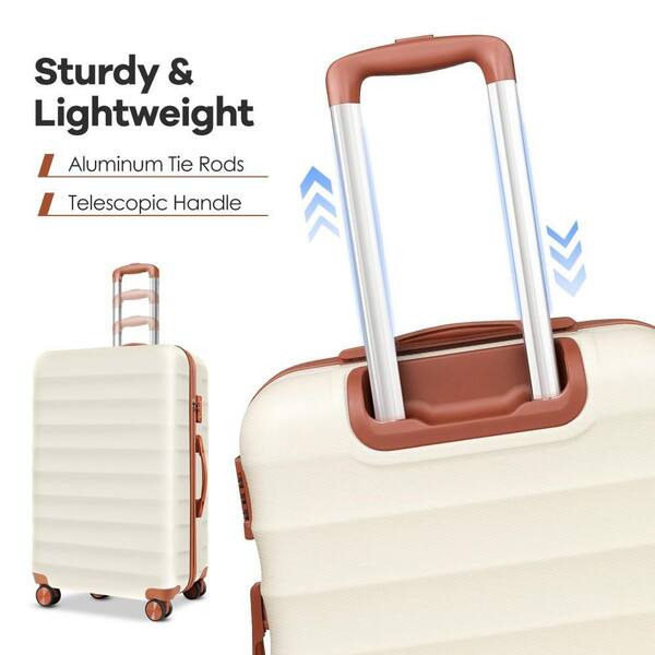 HONGGE 3-Piece Beige Luggage Sets Hard Shell Luggage Sets with