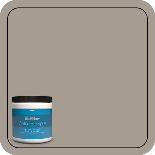 BEHR PREMIUM PLUS 8 oz. #N200-4 Rustic Taupe Satin Enamel Interior/Exterior Paint & Primer Color Sample